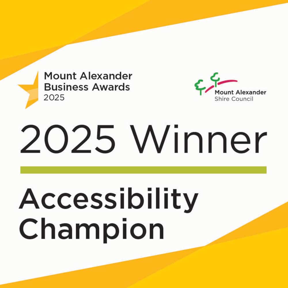 Award seal winner Accessibility Champion - Mount Alexander Business Awards - 2025